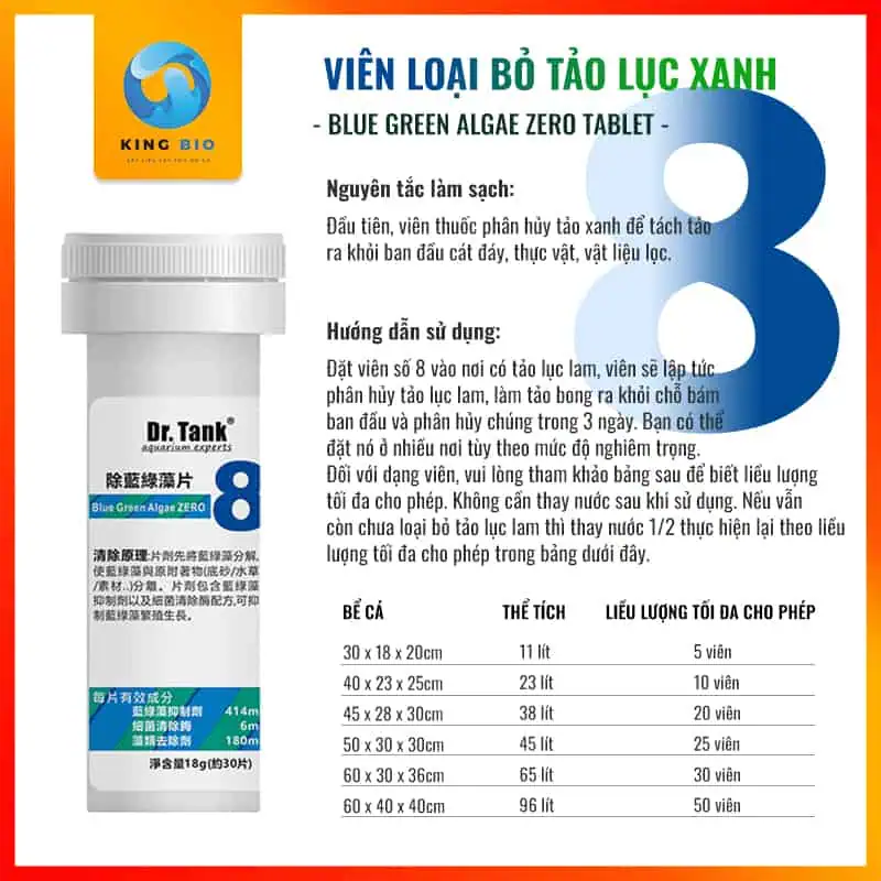 viên số 8 - viên loại bỏ tảo lục xanh