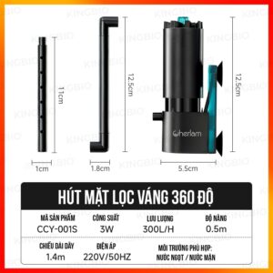 Máy lọc váng Cherlam thế hệ mới làm sạch bề mặt nước của hồ cá - Ảnh 6