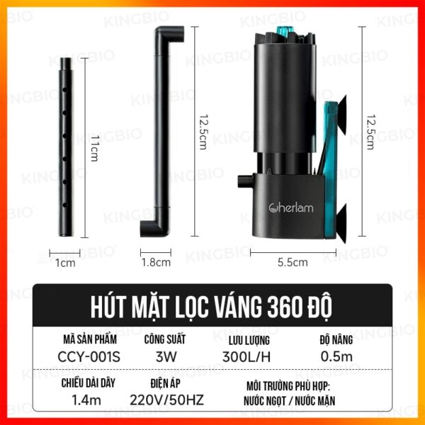 Máy lọc váng Cherlam thế hệ mới làm sạch bề mặt nước của hồ cá - Ảnh 6