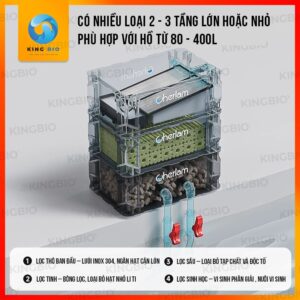 Lọc thùng baki Cherlam phiên bản cao cấp, bền đẹp, có lưới tách phân cho hồ cá - Ảnh 4