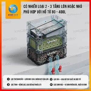 Lọc thùng baki Cherlam phiên bản cao cấp, bền đẹp, có lưới tách phân cho hồ cá - Ảnh 4